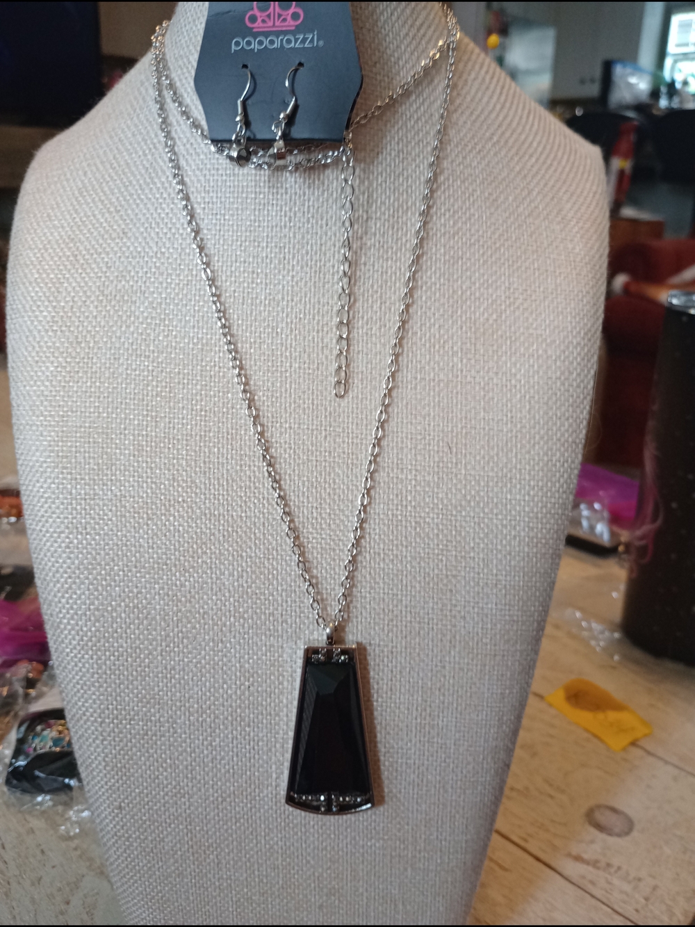 Paparazzi Black Faceted Pendant Necklace with Silver Chain